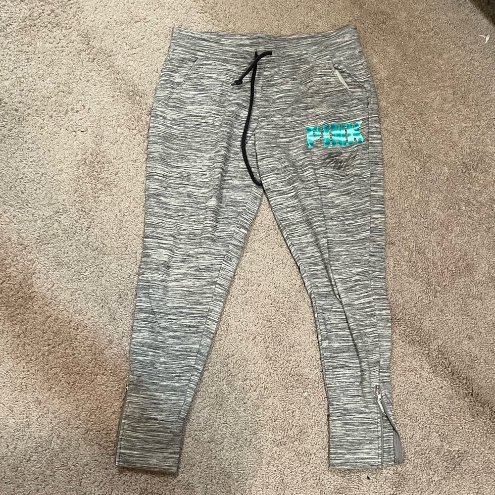 PINK Gray Jogger Zipped Sweatpants